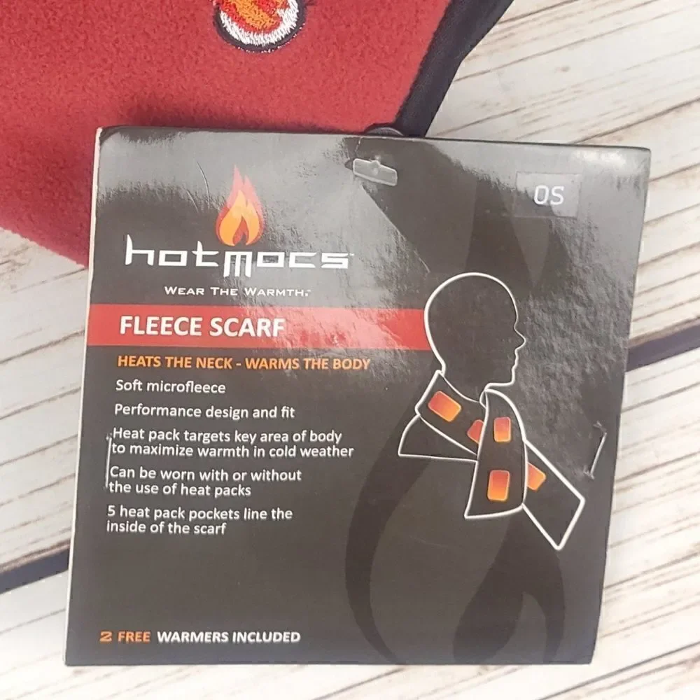 Hotmocks Red Fleece Scarf with Heat Pack Pockets Onw Size
